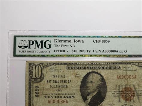 Klemme Iowa Ia National Currency Bank Note Bill Charter