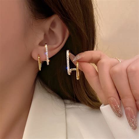 Boucles D Oreilles En Or En Forme De U Irr Guli Res Pour Femmes Bijoux