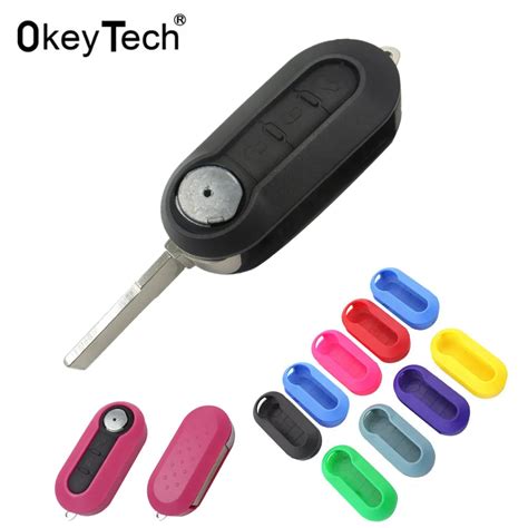 Okeytech Button Flip Folding Car Key Shell Case For Fiat Punto