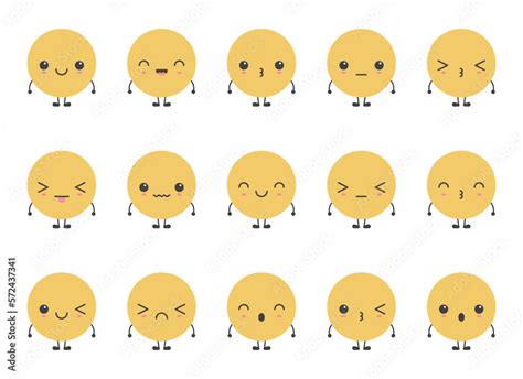 Cartoon emoji faces with different mood vector illustration collection Stock Vector | Adobe Stock