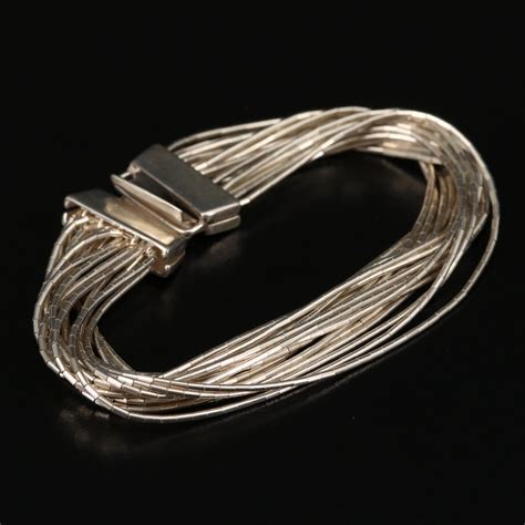 Sterling Silver Multi Strand Liquid Silver Bracelet Ebth