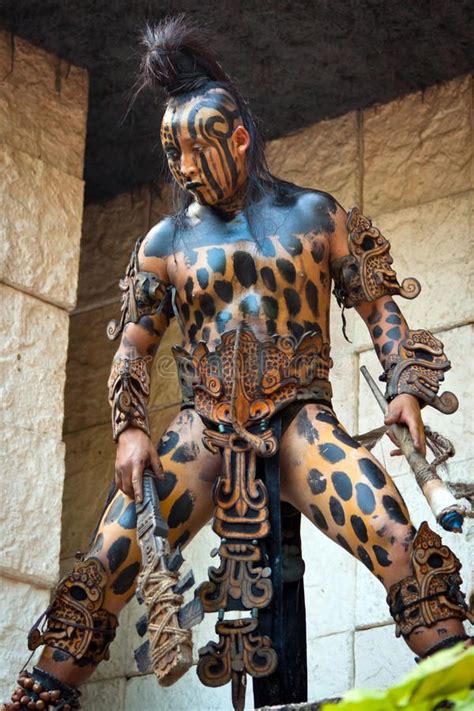 Warrior At Mayan Temple XCARET MEXICO JULY 19 Unkown Warrior With