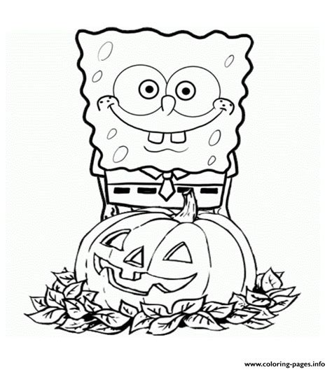 Spongebob Squarepants Pumpkin Halloween Coloring Page Printable