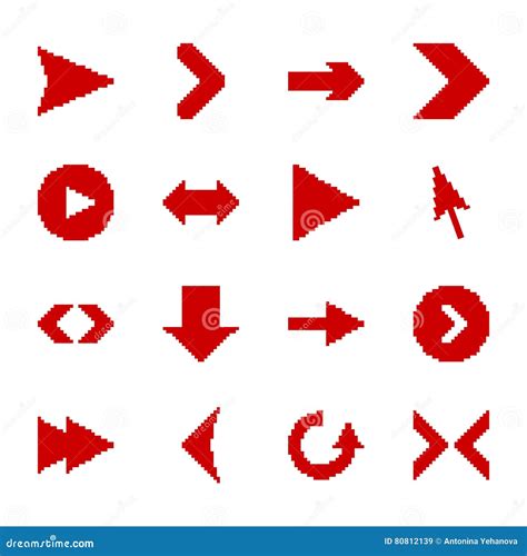 Pixel Arrow Icons Cartoon Vector Cartoondealer