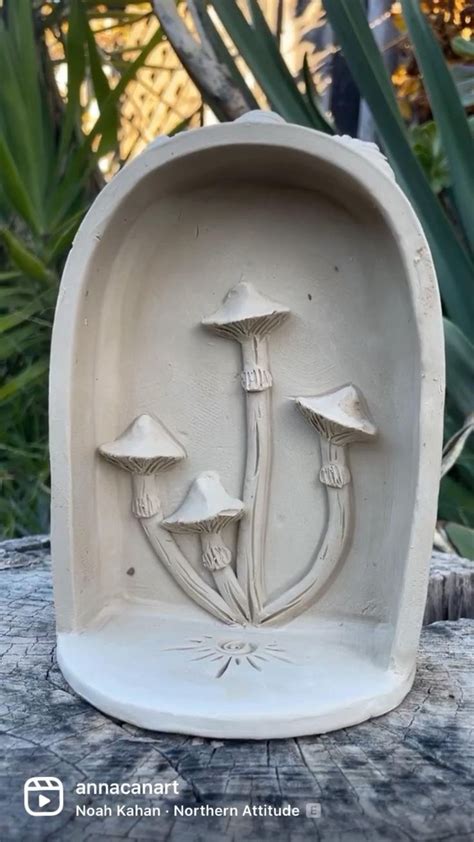 Mushroom Sculpture Ceramic Altar Slab Pottery Handmade Witchy Art