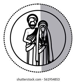 Circular Sticker Contour Virgin Mary Saint Stock Vector Royalty Free