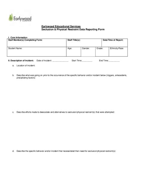 Fillable Online Cpi Seclusion Restraint Forms Fax Email Print