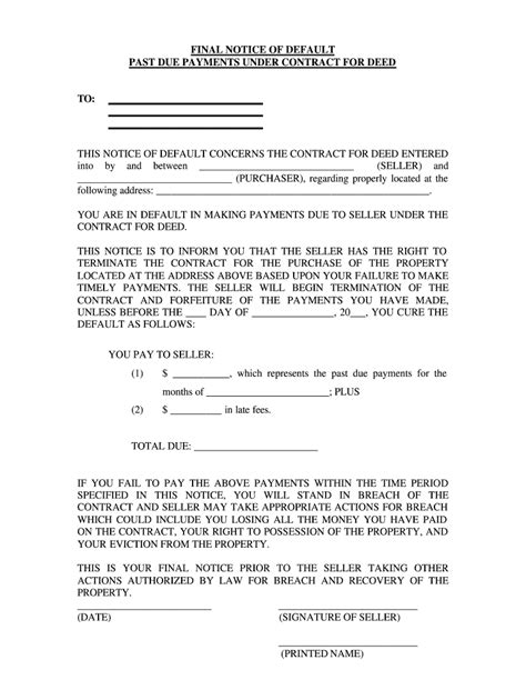 Notice Of Contract Default Letter Sample Fill Out Sign Online DocHub