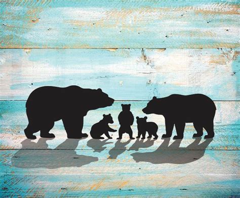 Mama Bear Papa Bear SVG Three Cubs Silhouette SVG Clipart Iron | Etsy