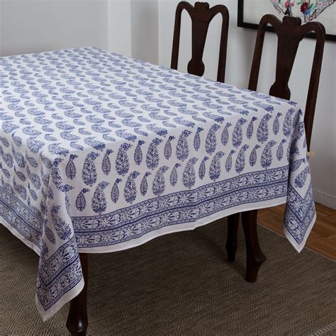 Malabar Multi-Paisley Tablecloth - Deep Blue: marigoldliving.com