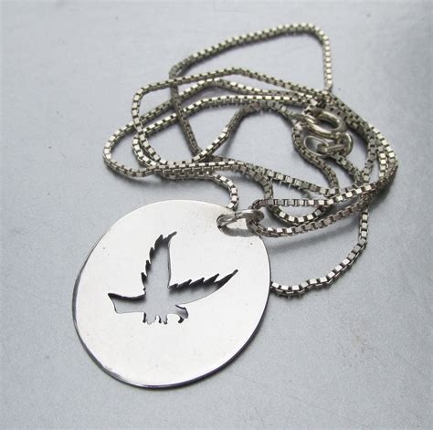 Vintage JS Signed Sterling Silver EAGLE Native American Pendant