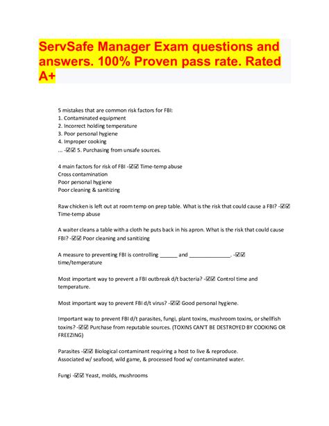 Servsafe Alcohol Exam Answers Servsafe Manager Practice