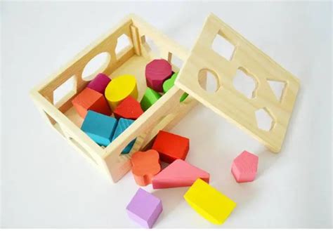 1pc Wooden Blocks Kids 13 Holes Geometric Assembling Blocks Colorful