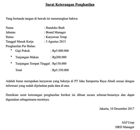 Detail Contoh Surat Keterangan Slip Gaji Koleksi Nomer