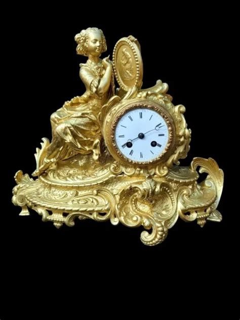 ANTIQUE CLOCK FRENCH Bronze Large Victorian 19th Century Ormolu Mantel