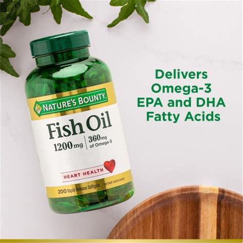 Natures Bounty Fish Oil Omega 3 Supports Heart Health Softgels 1200