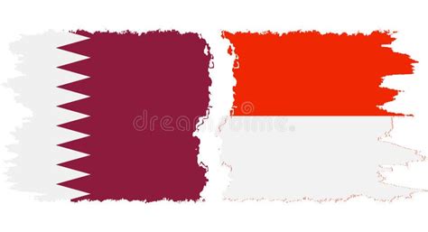 Indonesia And Qatar Grunge Flags Connection Vector Stock Vector
