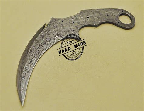 Blank Damascus Karambit Knife Double Edge Damascus Karambit