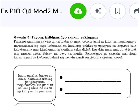 Es P10 Q4 Mod2 M Gawain 3 Payong Kaibigan Iyo StudyX