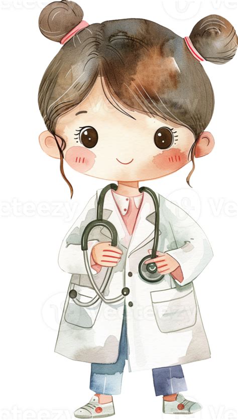 Cute Doctor Carrying A Stethoscope 46032229 Png