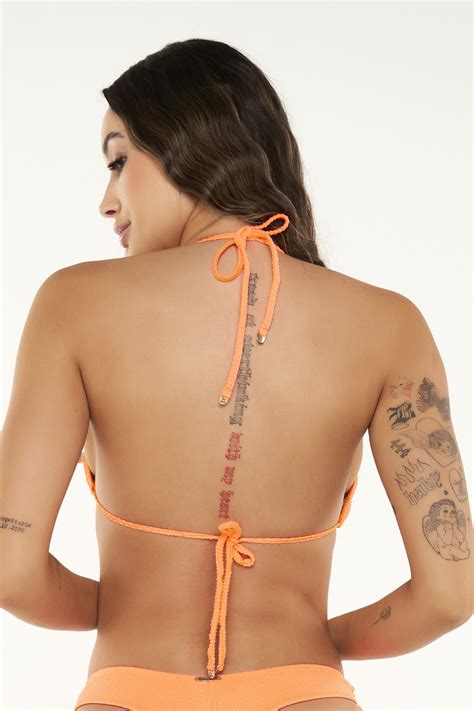 Sutiã Biquíni Farol Textura Laranja Neon Ilha Bikini