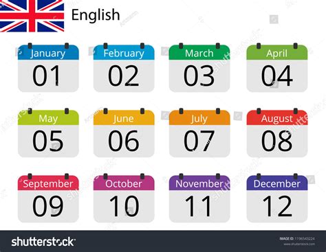 flat design calendar months icon set stock vector royalty