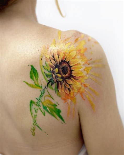 Watercolor Sunflower Tattoo By Deborah Genchi Sunflowertattoos