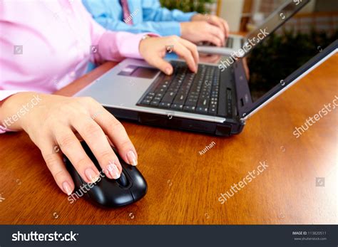 Hand Computer Mouse Business Lifestyle Background Stock Photo 113820511