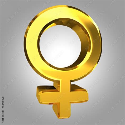 3d Golden Venus Symbol 3d Golden Female Gender Symbol Isolated On