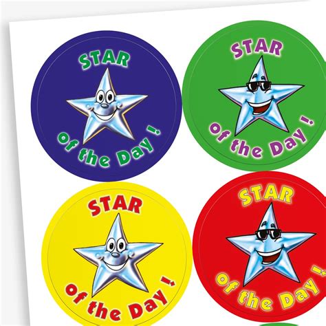 Star of the Day Stickers | 37mm | Choose Your Pack Size