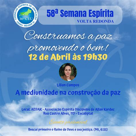 Semana Esp Rita De Volta Redonda Ceu Conselhos Esp Ritas