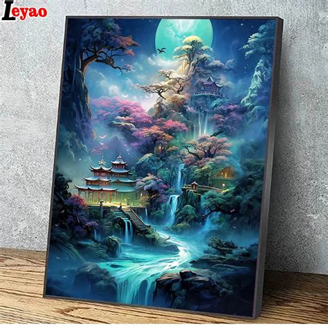 Chinese Stijl Diamant Painting Collectie Berg En Waterval Landschap