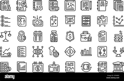 Financial Planning Icons Set Outline Set Of Financial Planning Vector