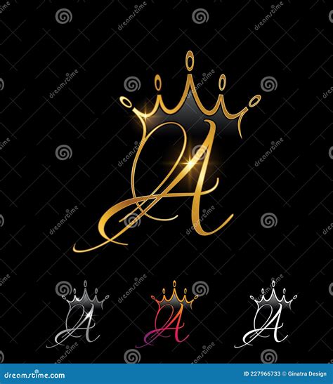 Golden Monogram Crown Initial Letter A Stock Vector Illustration Of