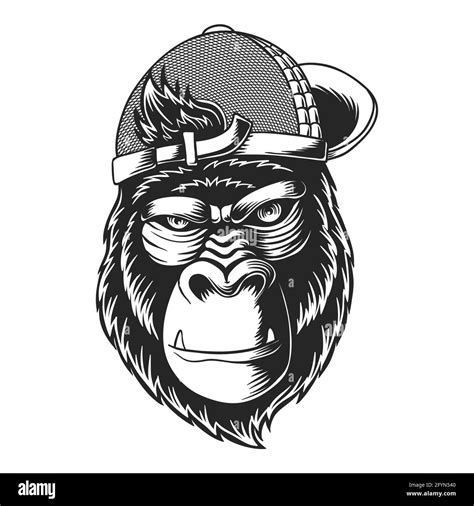 Gorilla Wearing A Hat Vector Illustration Stock Vector Image Art Alamy