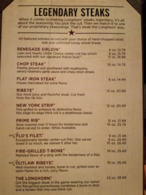 Longhorn Steakhouse Sarasota 2020 Gulf Gate Dr Menu Prices