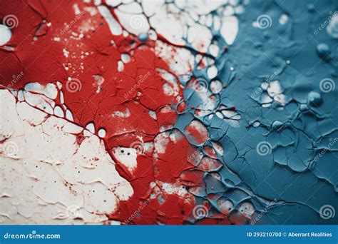 A Red White And Blue Paint Splattered On A Wall Stock Illustration