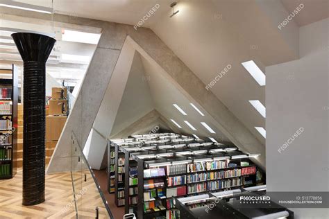 Modern library in a new university building. — interior, Public ...