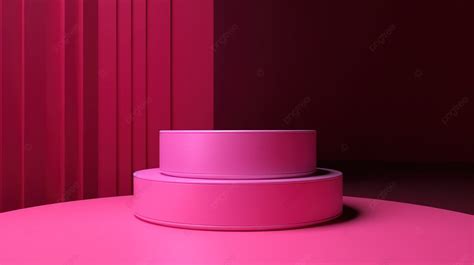 Minimalistic Futuristic Pink Background With 3d Rendered Empty Cylinder