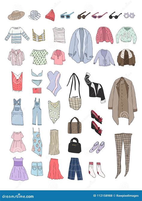 Illustration of Different Types of Clothes Set Stock Illustration ...