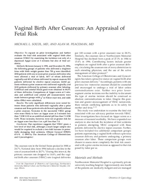 Pdf Vaginal Birth After Cesarean Matthew Mak