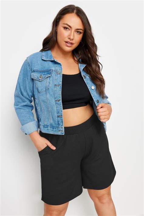 Yours Plus Size Black Crinkle Pocket Shorts Yours Clothing