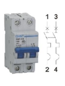 Interruttore Magnetotermico Da Guida Din Quadro Nb1 2 Poli 16a 6ka