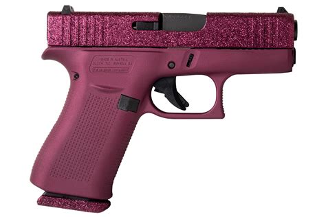 Glock 43x 9mm Pistol With Black Cherry Glitter Slide And Colored Frame