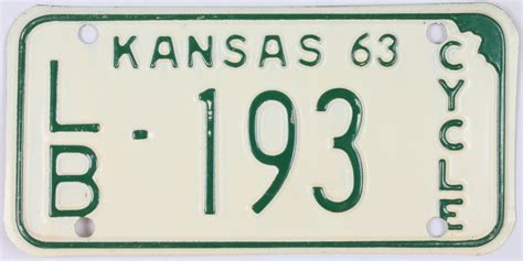 1963 Kansas Motorcycle License Plate Brandywine General Store