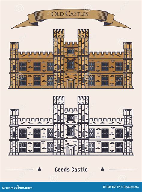 English Leeds Castle Palace Facade Exterior View Stock Vector