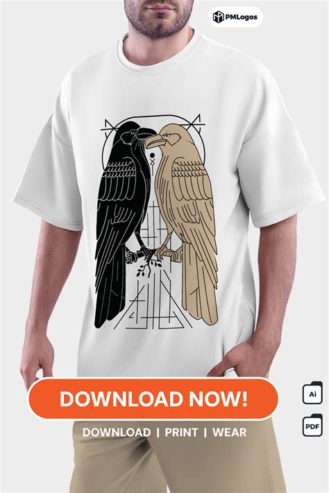 Norse Mythology T Shirt Minimalist Odin S Crows Design PMLogos