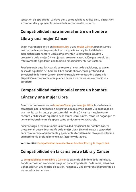 Compatibilidad Matrimonial De Libra Y C Ncer Una Gu A Completa Docx