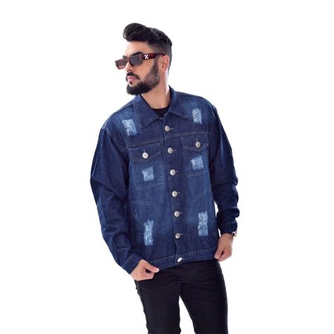 Jaqueta Jeans Masculina Blusa De Frio Destroyed Rasgada Shopee Brasil