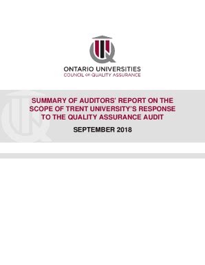 Fillable Online Summary Of Auditor S Report On The Scope Of Trent